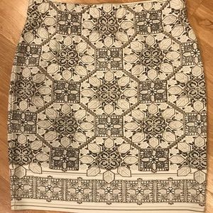 Sophie Max Cream Patterned Bodycon Skirt